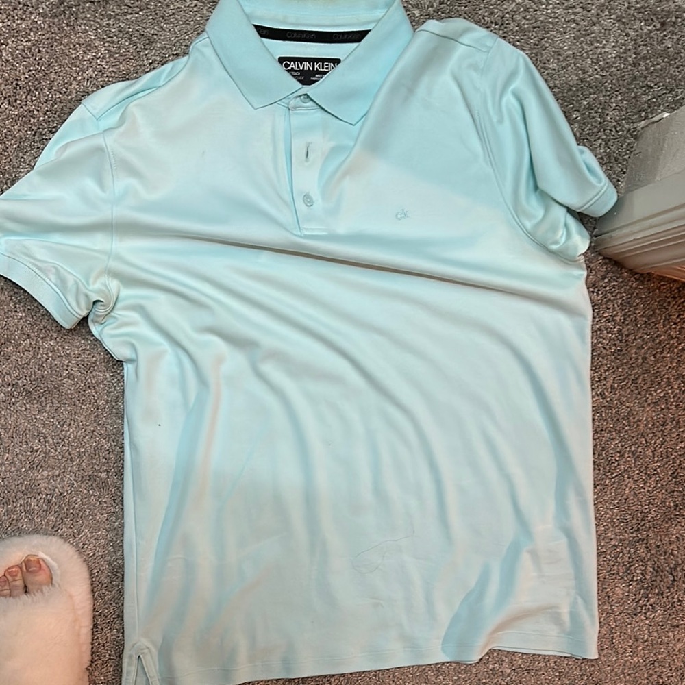 Calvin Klein Men's Light Blue Polo Shirt